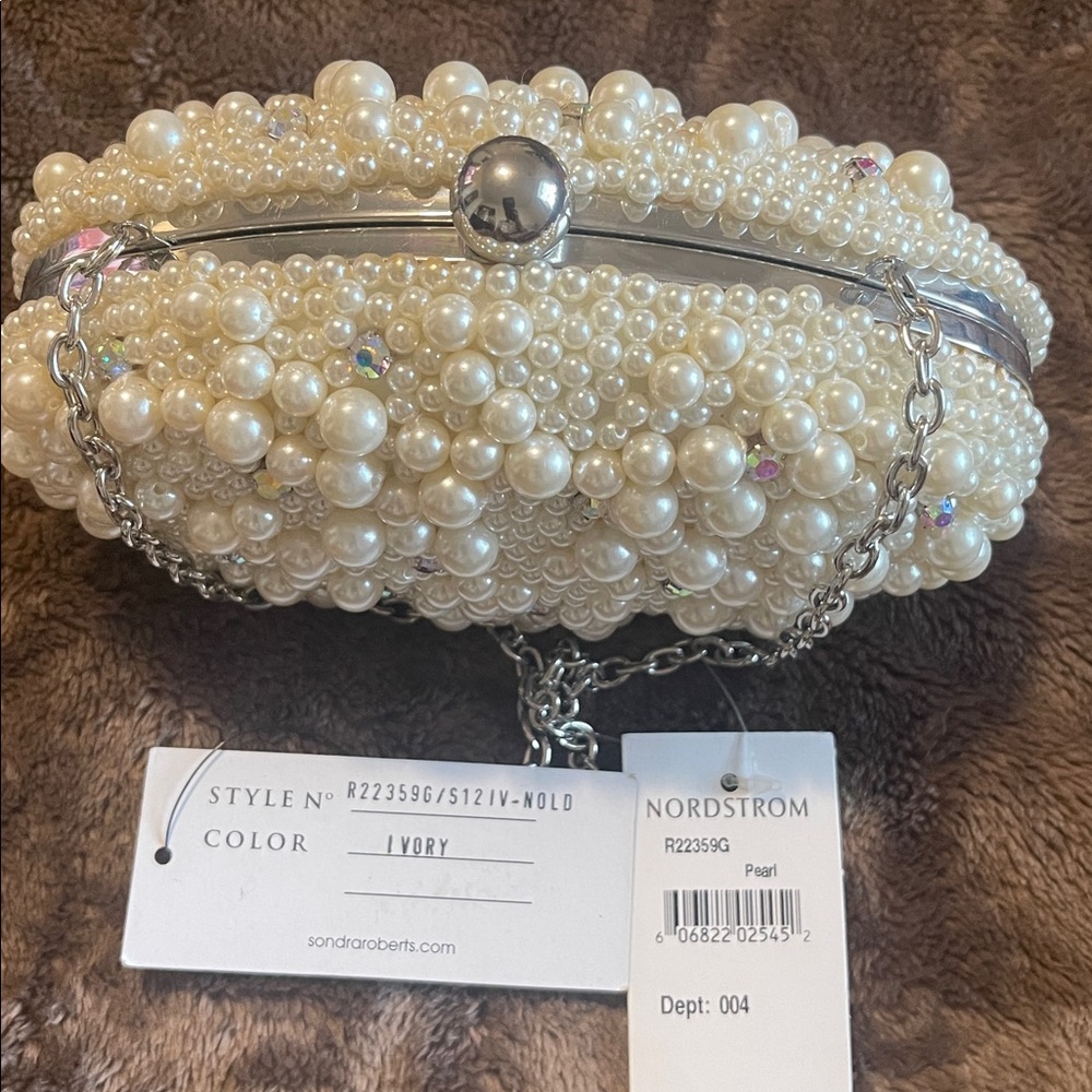 Sondra Roberts Clutch - Oval Pearls Handbag with Tags